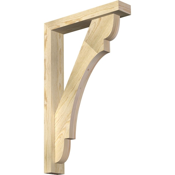 Ekena Millwork Olympic Block Rough Sawn Bracket w/ Offset Brace, Douglas Fir, 4"W x 20"D x 32"H BKT0402X20X32OLY05RDF - main